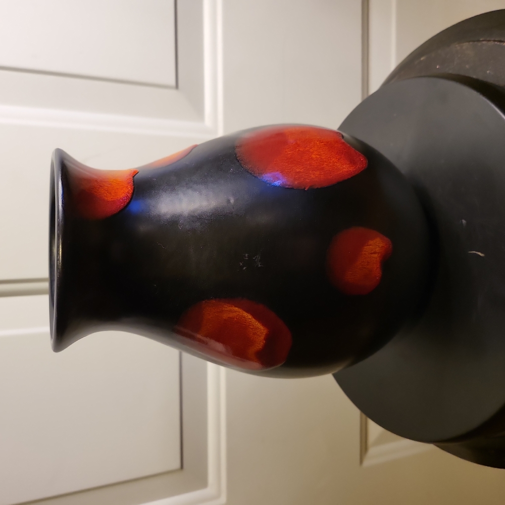 Mid Century Modern Poole Black & Red Fat Lava English Studio Art Pottery…
